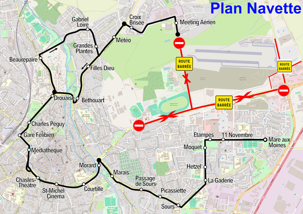 Circuit des navettes gratuites pour le meeting aérien