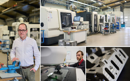 Jean-Sébastien Couilleau, gérant de ADM, avec des machines de production.