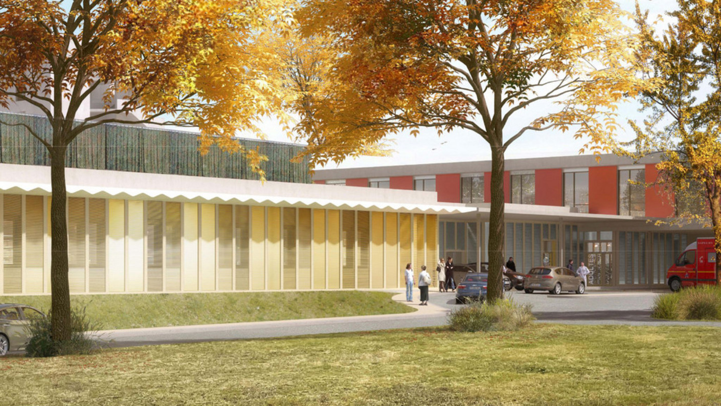 Vue de principe du futur bâtiment de l'hôpital.