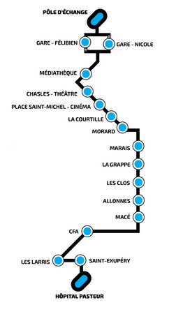 plan shématique de la ligne B de C'Pegase