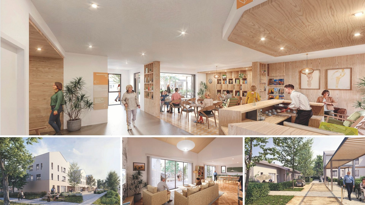 Mosaïque de perspectives du futur ehpad de Rechèvres à Chartres