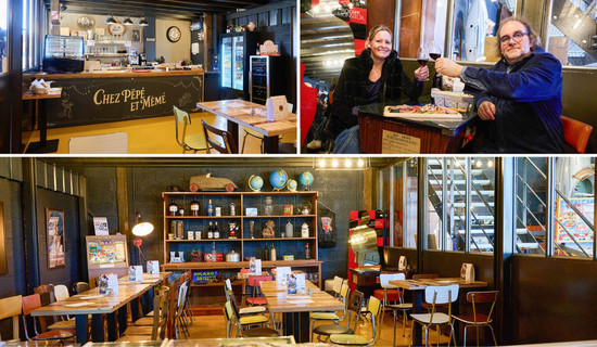 Les gérants de la brocante de Chartainvilliers dans leur local devenu bistrot.