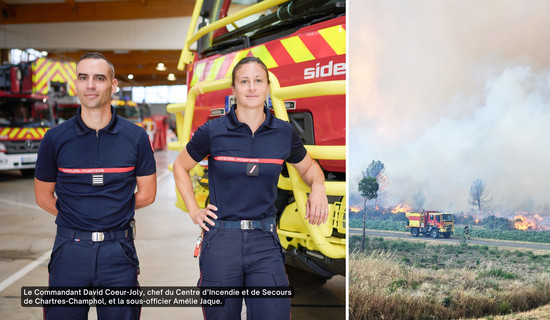 Portrait d'un commandant et d'une sous-officier du Centre d'incendie et de secours de Chartres-Champhol.