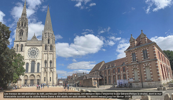 Les travaux du futur Office de Tourisme de Chartres, au pied de la cathédrale Notre-Dame