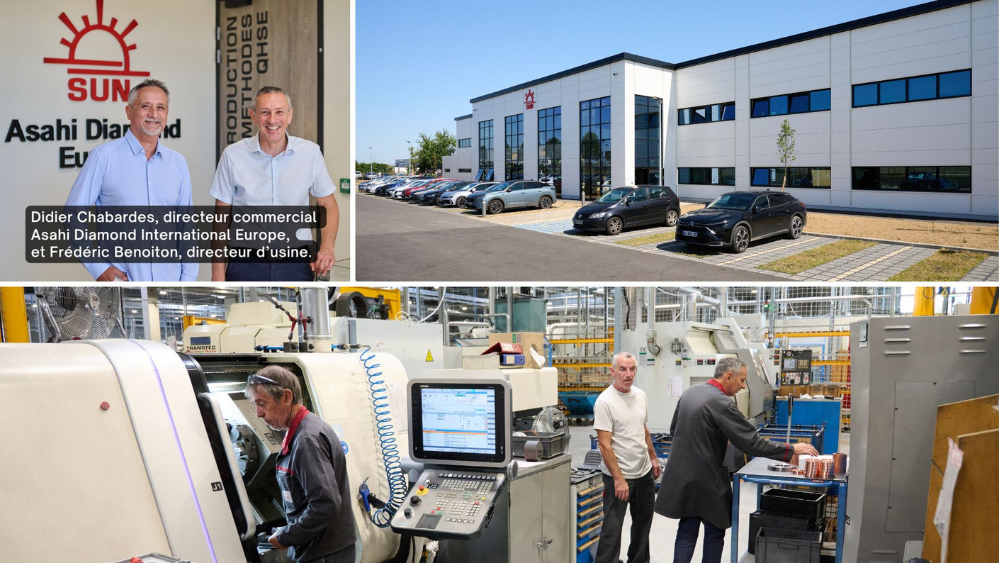 Le directeur commercial et le directeur d'usine avec vue extérieure et intérieure de l'entreprise