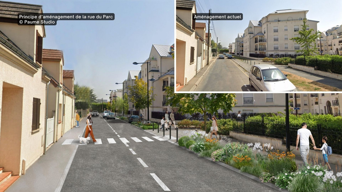 Principe d'aménagement de la rue du Parc. © Paume Studio Principe d'aménagement de la rue du Parc. © Paume Studio
