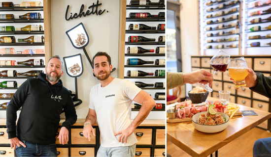 Les gérants de Lichette dans leur bar à vin.