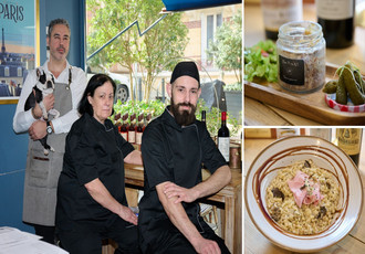 L'équipe de Mon Paris IV dans leur brasserie, et des exemples de plats