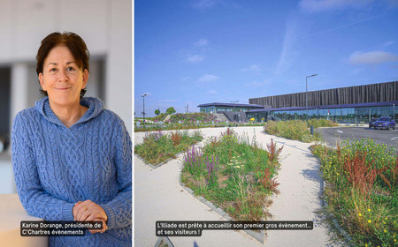 Karine Dorange, présidente de C’Chartres évènements, et l'Illiade, le nouveau parc des expositions