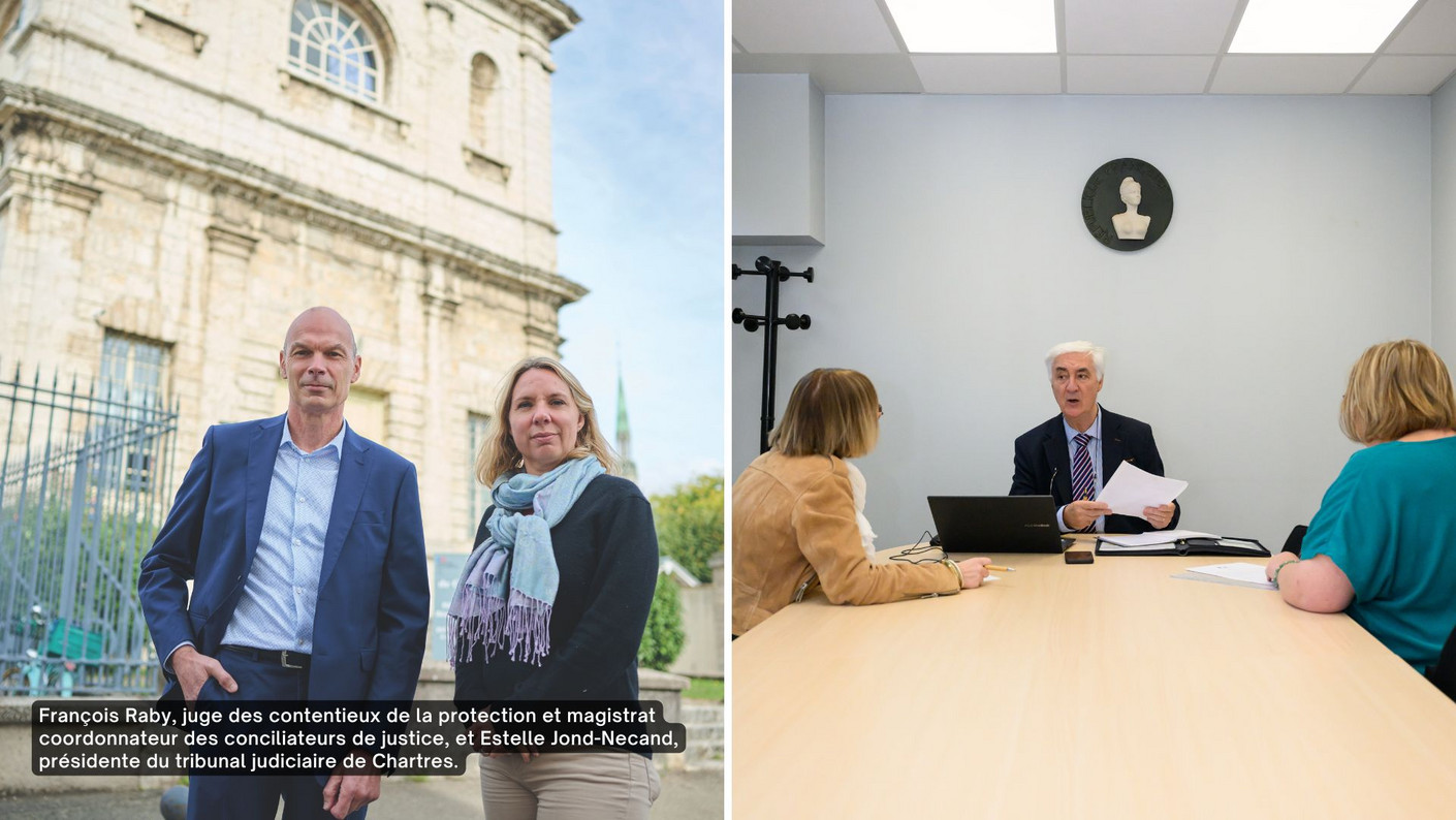 François Raby, juge des contentieux de la protection et magistrat coordonnateur des conciliateurs de justice, et Estelle Jond-Necand, présidente du tribunal judiciaire de Chartres.
