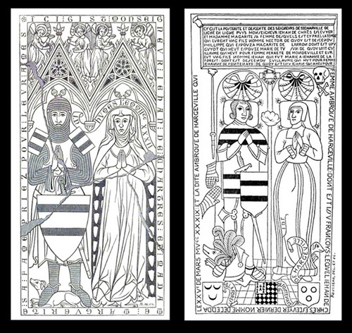 Vue de deux pierres tombales datant du XIIIe siecle.